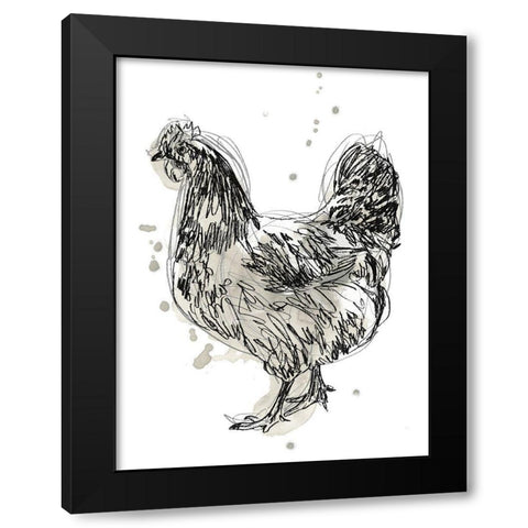 Feathered Fowl IV Black Modern Wood Framed Art Print by Vess, June Erica