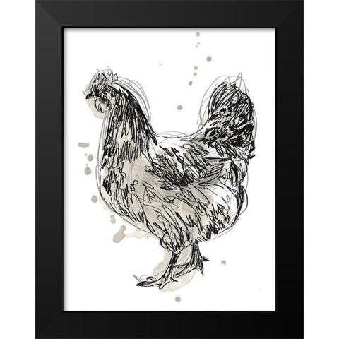 Feathered Fowl IV Black Modern Wood Framed Art Print by Vess, June Erica