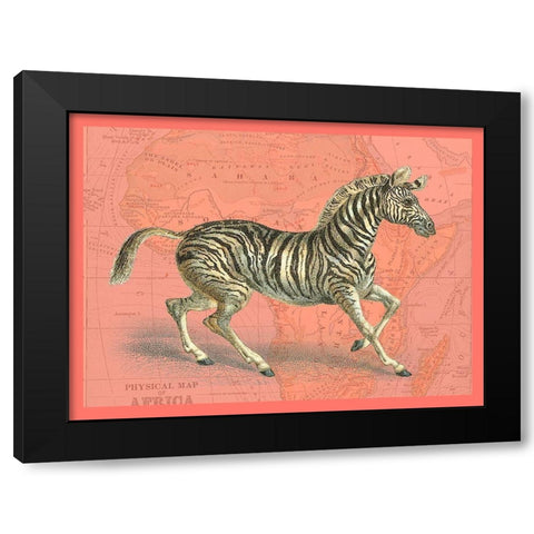 African Animals on Coral III Black Modern Wood Framed Art Print by Studio W