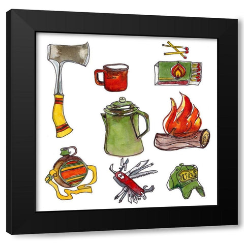 Camp Out IV Black Modern Wood Framed Art Print with Double Matting by McCreery, Paul