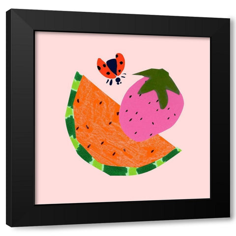 Strawberry Fields II Black Modern Wood Framed Art Print with Double Matting by Blanckslate