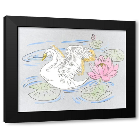 Swan Lake Song I Black Modern Wood Framed Art Print with Double Matting by Wang, Melissa