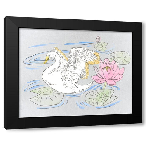 Swan Lake Song I Black Modern Wood Framed Art Print by Wang, Melissa