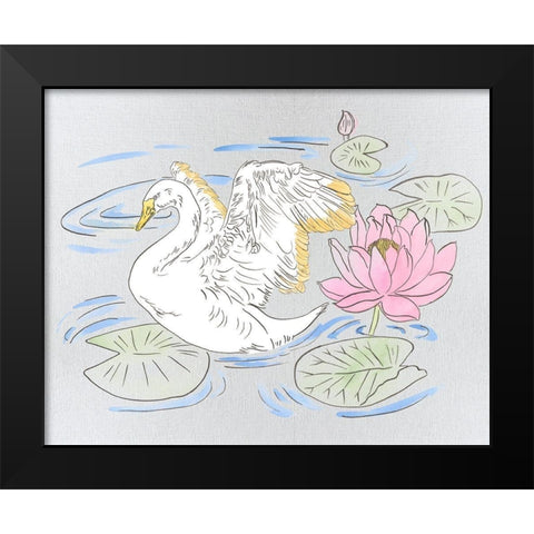 Swan Lake Song I Black Modern Wood Framed Art Print by Wang, Melissa