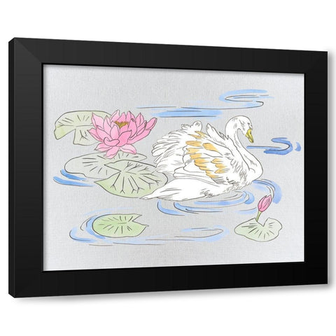 Swan Lake Song II Black Modern Wood Framed Art Print by Wang, Melissa