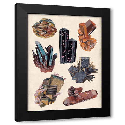 Vintage Minerals I Black Modern Wood Framed Art Print with Double Matting by Wang, Melissa