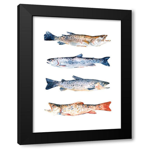 Stacked Trout I Black Modern Wood Framed Art Print with Double Matting by Scarvey, Emma