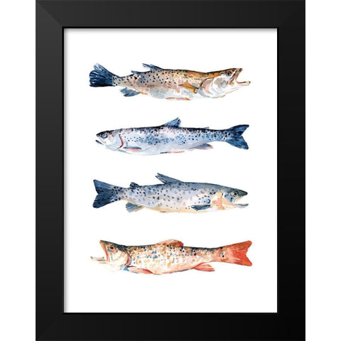 Stacked Trout I Black Modern Wood Framed Art Print by Scarvey, Emma