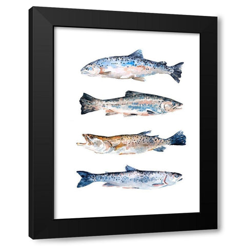 Stacked Trout II Black Modern Wood Framed Art Print by Scarvey, Emma