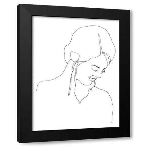 Contour Face I Black Modern Wood Framed Art Print with Double Matting by Vess, June Erica