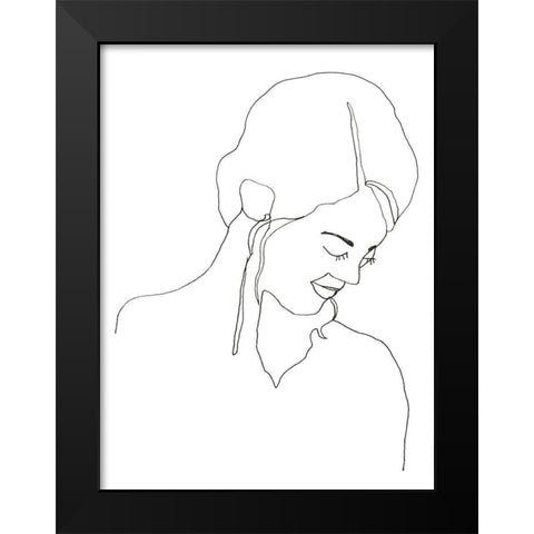 Contour Face I Black Modern Wood Framed Art Print by Vess, June Erica