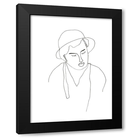 Contour Face II Black Modern Wood Framed Art Print by Vess, June Erica