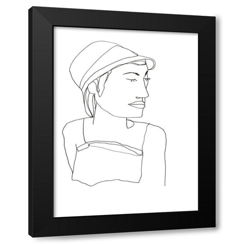 Contour Face III Black Modern Wood Framed Art Print with Double Matting by Vess, June Erica