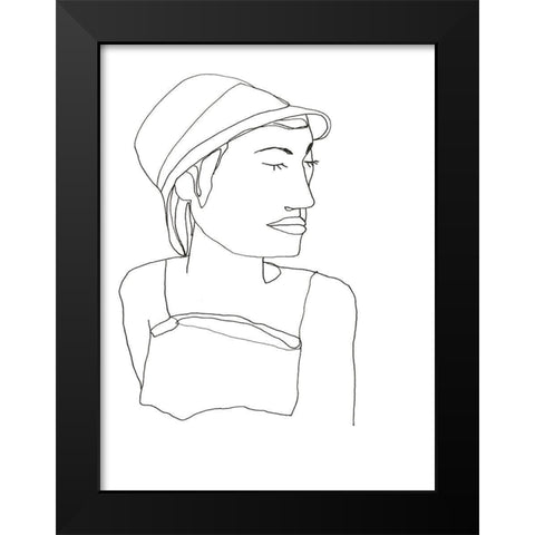 Contour Face III Black Modern Wood Framed Art Print by Vess, June Erica