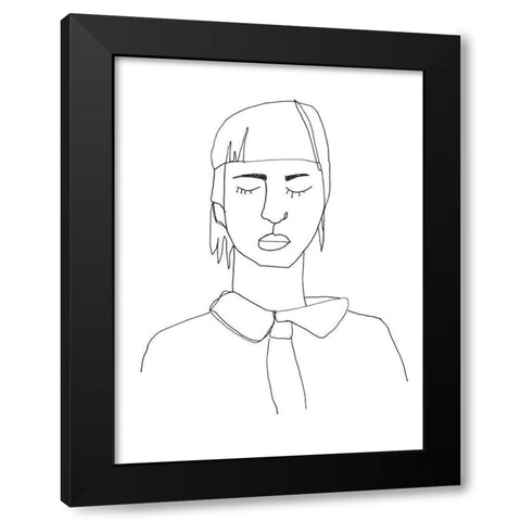 Contour Face IV Black Modern Wood Framed Art Print with Double Matting by Vess, June Erica