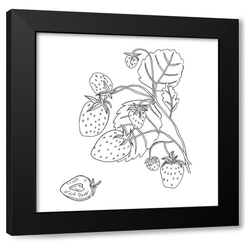 Wild Strawberries I Black Modern Wood Framed Art Print with Double Matting by Wang, Melissa