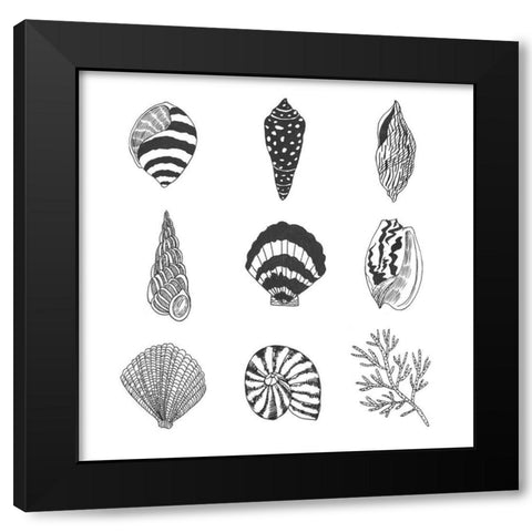 Sea Whispers I Black Modern Wood Framed Art Print with Double Matting by Wang, Melissa