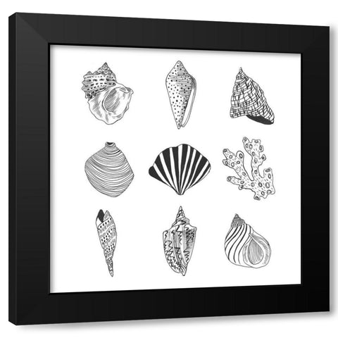 Sea Whispers II Black Modern Wood Framed Art Print with Double Matting by Wang, Melissa