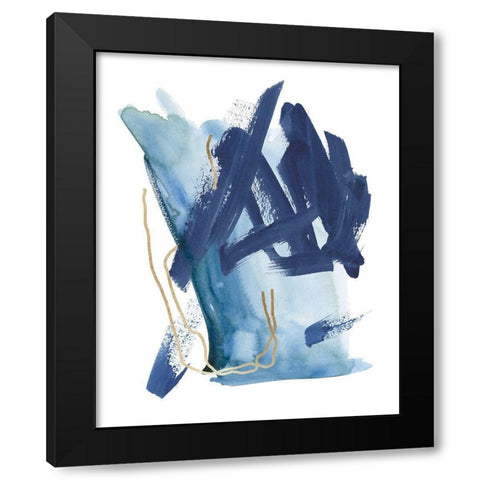 Indigo Collide I Black Modern Wood Framed Art Print by Wang, Melissa