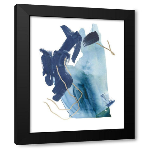 Indigo Collide III Black Modern Wood Framed Art Print by Wang, Melissa