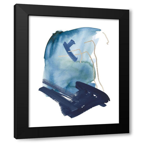 Indigo Collide IV Black Modern Wood Framed Art Print with Double Matting by Wang, Melissa