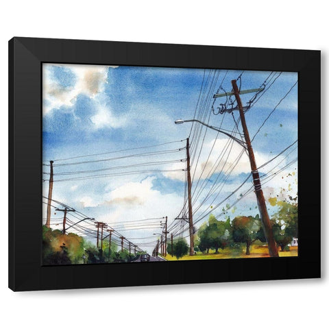 Urban Lines and Poles III Black Modern Wood Framed Art Print with Double Matting by McCreery, Paul
