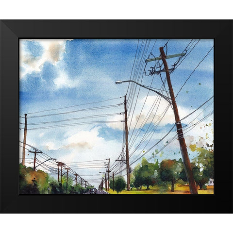Urban Lines and Poles III Black Modern Wood Framed Art Print by McCreery, Paul