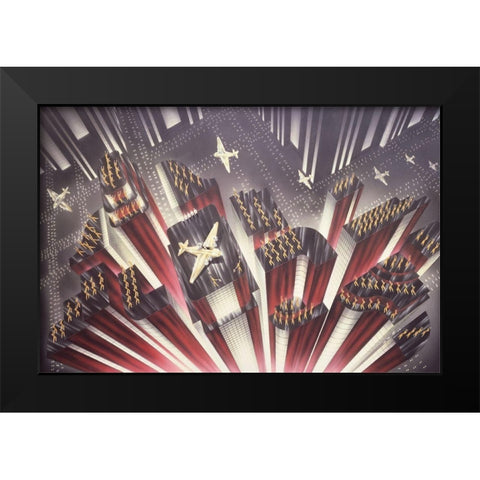 Gotham Air Corp Black Modern Wood Framed Art Print by Hoppe, Robert