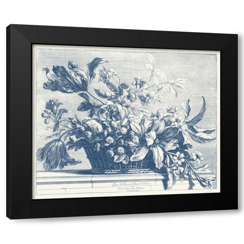 Navy Basket of Flowers I Black Modern Wood Framed Art Print with Double Matting by Baptiste, Glovanni