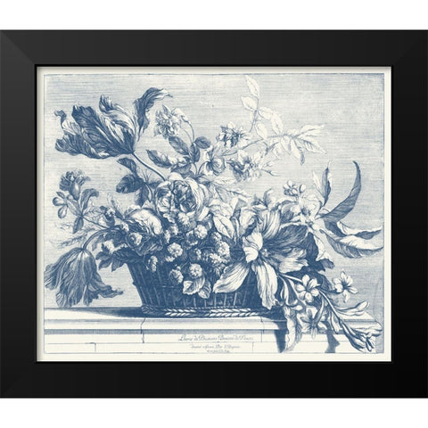 Navy Basket of Flowers I Black Modern Wood Framed Art Print by Baptiste, Glovanni