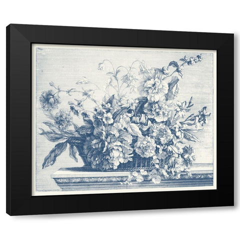 Navy Basket of Flowers II Black Modern Wood Framed Art Print with Double Matting by Baptiste, Glovanni