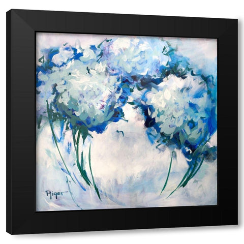 Hydrangeas on My Mind III Black Modern Wood Framed Art Print by Riger, Sue