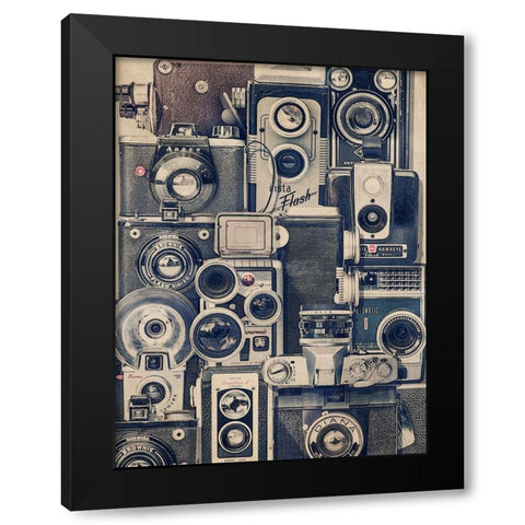 Vintage Cameras Black Modern Wood Framed Art Print with Double Matting by Brown, Thomas