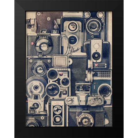 Vintage Cameras Black Modern Wood Framed Art Print by Brown, Thomas