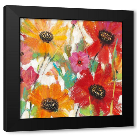 Bright and Bold Floral I Black Modern Wood Framed Art Print with Double Matting by OToole, Tim