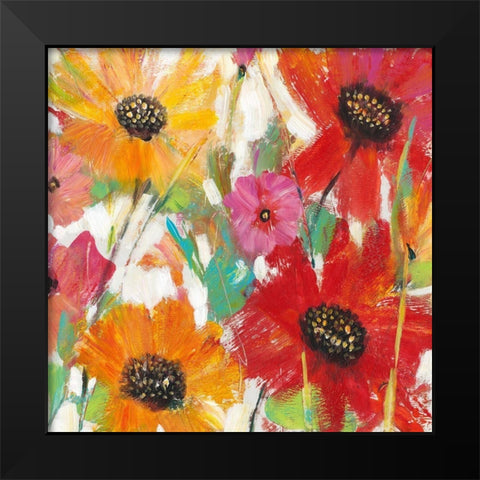 Bright and Bold Floral I Black Modern Wood Framed Art Print by OToole, Tim