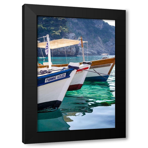Workboats of Corfu, Greece II Black Modern Wood Framed Art Print with Double Matting by DeNardo, Laura
