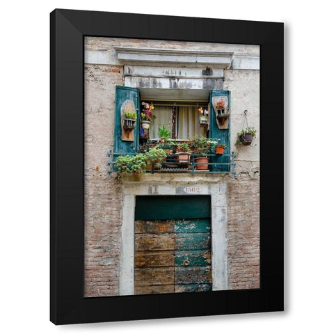 Italian Window Flowers I Black Modern Wood Framed Art Print by DeNardo, Laura