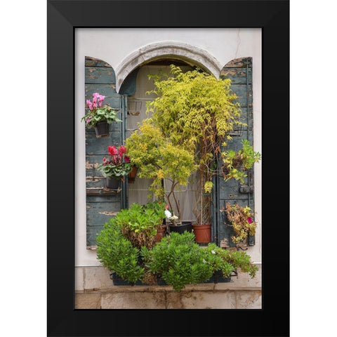 Italian Window Flowers IV Black Modern Wood Framed Art Print by DeNardo, Laura