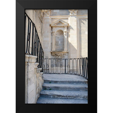 Courtyard Splendor - Dubrovnik, Croatia Black Modern Wood Framed Art Print by DeNardo, Laura