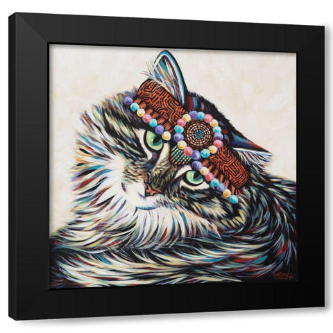 Hippie Cat I Black Modern Wood Framed Art Print by Vitaletti, Carolee