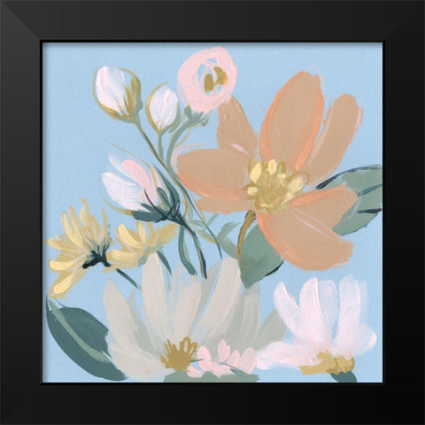 Bouquet on Blue I Black Modern Wood Framed Art Print by Goldberger, Jennifer