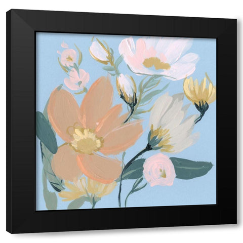 Bouquet on Blue II Black Modern Wood Framed Art Print by Goldberger, Jennifer