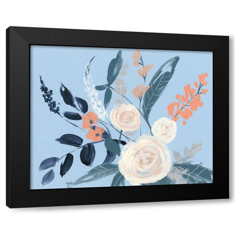 Eucalyptus Bouquet on Blue I Black Modern Wood Framed Art Print with Double Matting by Goldberger, Jennifer
