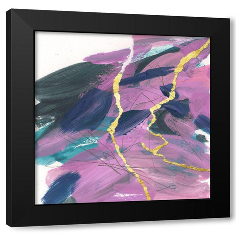 Divided Violet I Black Modern Wood Framed Art Print with Double Matting by Wang, Melissa