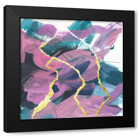 Divided Violet III Black Modern Wood Framed Art Print with Double Matting by Wang, Melissa