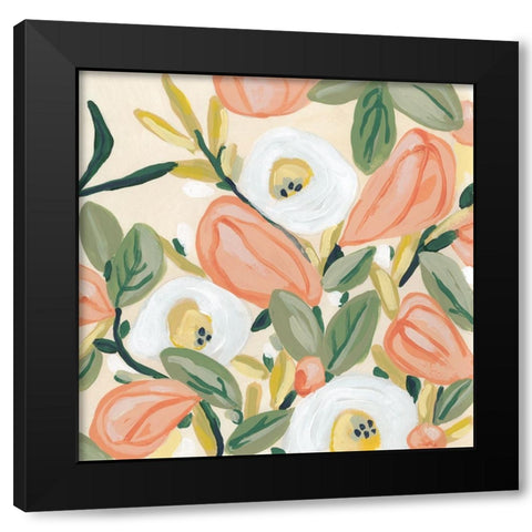 Gleeful Garden I Black Modern Wood Framed Art Print by Vess, June Erica