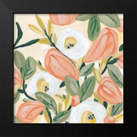 Gleeful Garden I Black Modern Wood Framed Art Print by Vess, June Erica