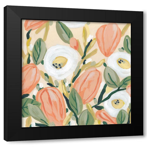 Gleeful Garden II Black Modern Wood Framed Art Print by Vess, June Erica