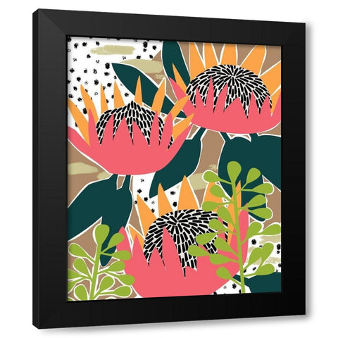 King Protea I Black Modern Wood Framed Art Print by Wang, Melissa